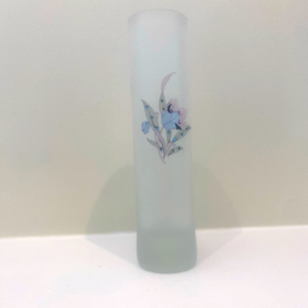 Vintage J Goebel Frosted Glass Cylinder Vase 8”